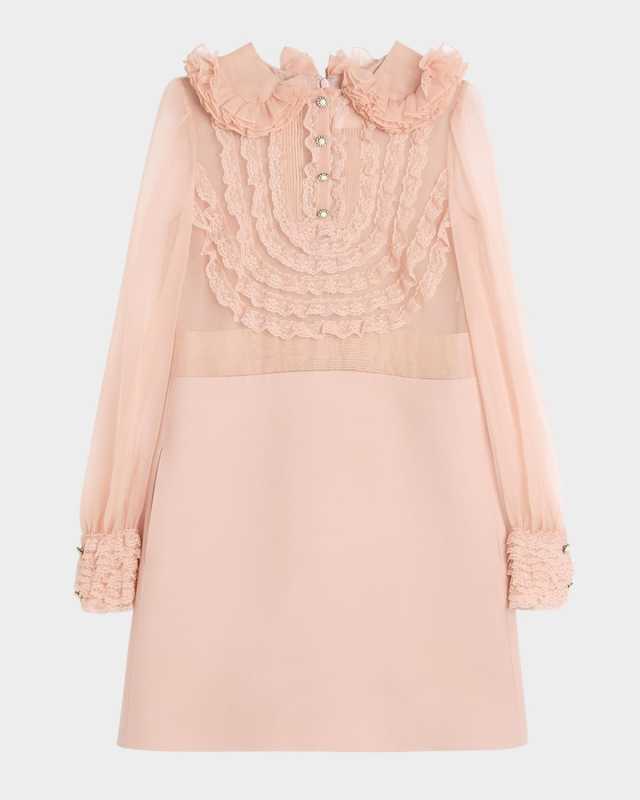 Peter Pan Collared Ruffle Bib Mini Dress